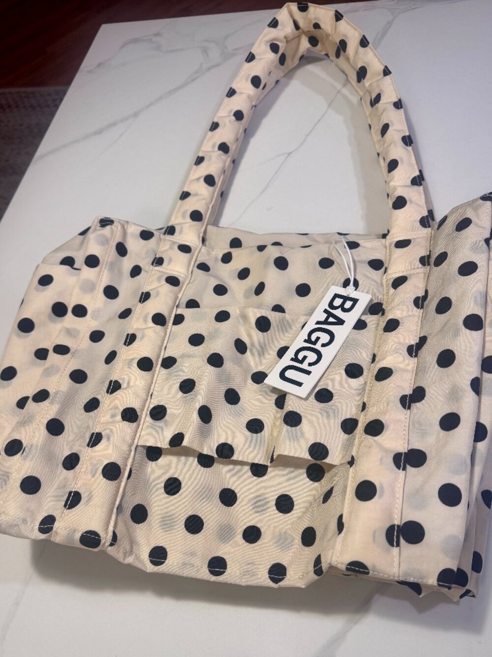 NWT Baggu Small Cloud Carry-On Cream w/Black Polka Dots, UO Exclusive